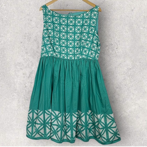 The Oblong Box Shop Retro Kiki Breeze Block Dress‎ Teal Womens Sz XXL Mod Preppy - Picture 8 of 16